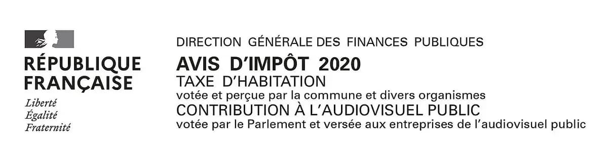 Kopf eines Steuerbescheids zur taxe d'habitation, ausgestellt von der Direction générale des finances publiques