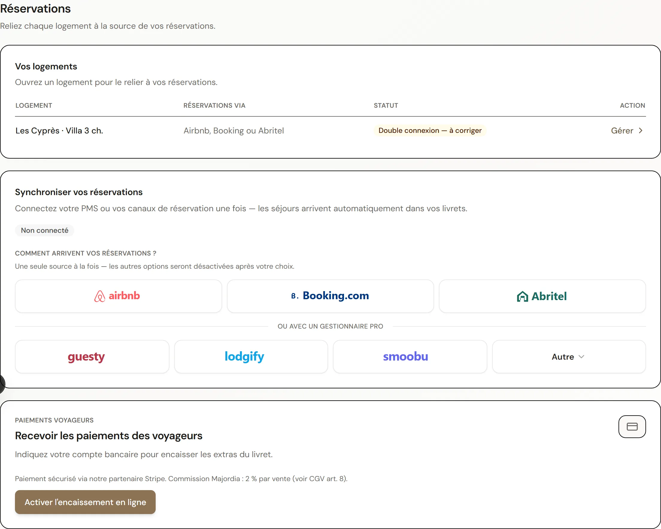 Connexions logiciels, plateformes et paiements Majordia